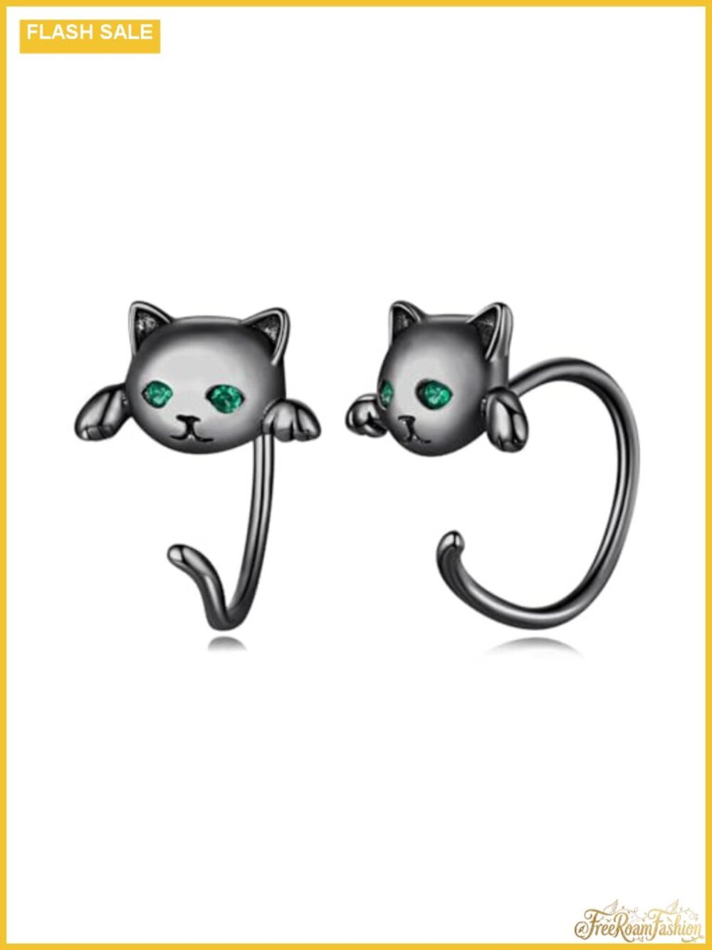 Cat Half Hoop Huggie Earrings for Women Hypoallergenic Sleep-Friendly Gift Box